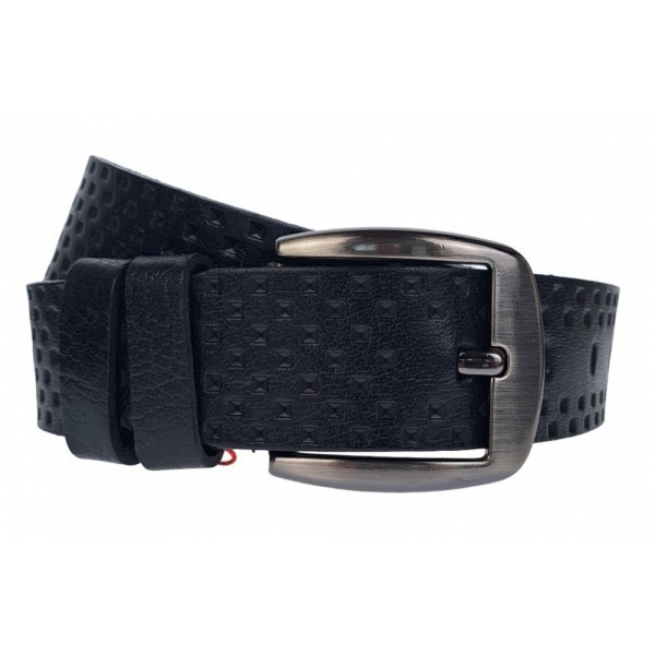 Curea barbati, casual, pentru jeans, din piele naturala, negru 4.5cm - CLK118N