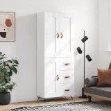 Dulap &icirc;nalt, alb extralucios, 69,5x34x180 cm, lemn compozit