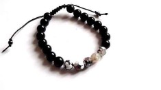 Bratara agate fatetate si onix, bratara reglabila 32146