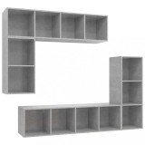 Cumpara ieftin Set dulap TV, 4 piese, gri beton, lemn prelucrat