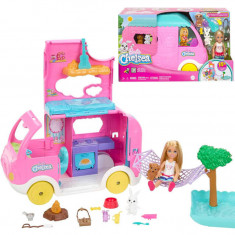 Barbie camper Chelsea mini păpușă Chelsea + accesorii animale HNH90 ZA5091