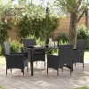 VidaXL Set de masă pentru grădină cu pernă 5 pcs Negru Rattan poli 3379774