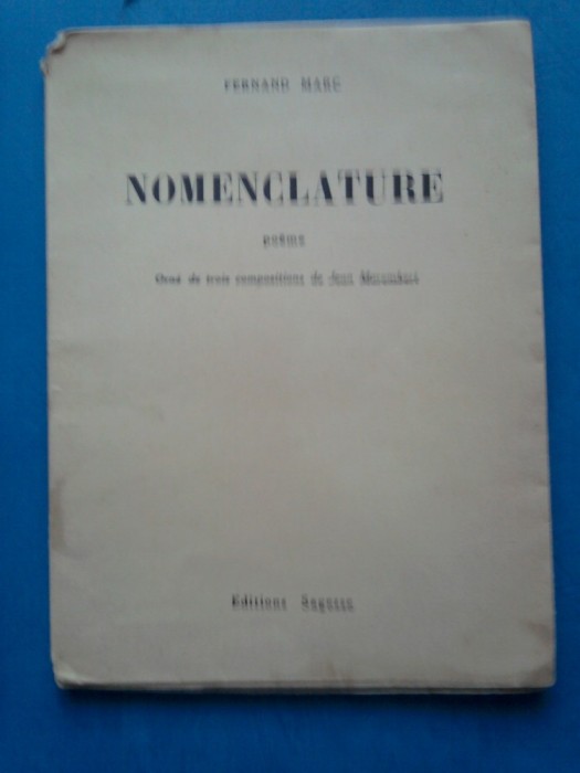 Fernand Marc Nomenclature, dedicatie pentru Ilarie Voronca