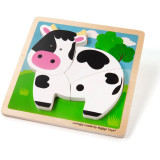 Bigjigs Toys Chunky Lift-Out Puzzle Cow jucărie interactivă cu piese care se pot insera din lemn 12 m+ 1 buc