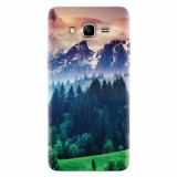 Husa silicon pentru Samsung Grand Prime, Forest Hills Snowy Mountains And Sunset Clouds