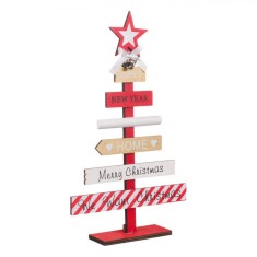 Decorațiune de Crăciun, Brad din Lemn, Mesaje, 27 cm, Multicolor