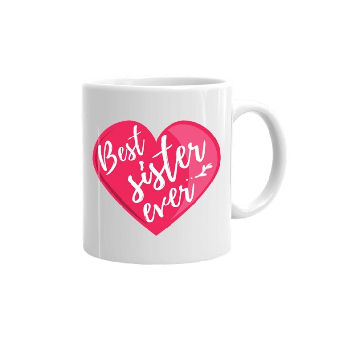 Cana alba personalizata, Best sister ever, INOVATIX&reg;. 330ml