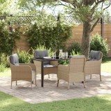 vidaXL Set de masă pentru grădină cu pernă 5 pcs Bej Rattan poli