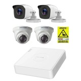 Kit supraveghere Hikvision 2 camere exterior 2 MP IR 20m, 2 camere analog de interior 2MP IR 20m, DVR 4 canale 2MP SafetyGuard Surveillance