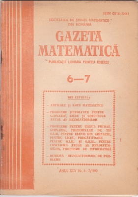 GAZETA MATEMATICA - numerele 6 -7 / 1990 foto