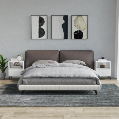vidaXL Noptiere, 2 buc., alb extralucios, 40x35x50 cm 821815 foto