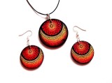 Set bijuterii lemn cu mandala 43100, Set bijuterii handmade