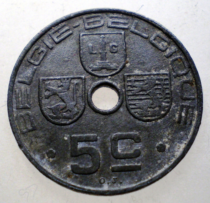 7.285 BELGIA WWII 5 CENTIMES 1942