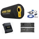 Pachet Ground Zero GZ 1300PT Subwoofer tub 30cm (12&Prime;) + GZIA 100.2 Amplificator auto 2 canale + RIK8 kit cabluri Recoil de 8mm&sup2;