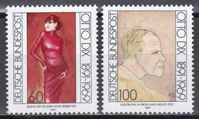 Germania 1991 - 100 de ani de la nașterea lui Otto Dix, artist, MNH foto
