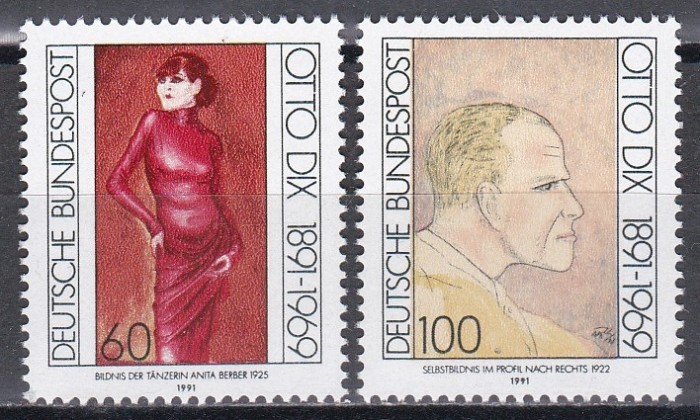 Germania 1991 - 100 de ani de la nașterea lui Otto Dix, artist, MNH
