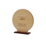 Placheta Premiere Rotunda Lemn, 16cm, Personalizabila | Trofeu Elegant, Distinctie Lemn Gravat Laser, Recompensa Speciala