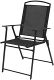 Scaun pliant de gradina MANINI, negru, 58x63x93 cm, cu brate