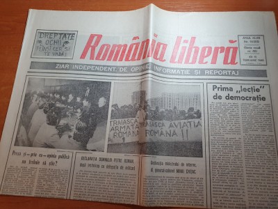 romania libera 15 februarie 1990-articolul prima lectie de democratie foto