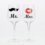 Set 2 pahare din sticla Mr. &amp; Mrs. 430 ml