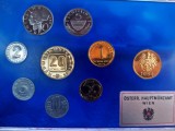 SET 8 MONEDE AUSTRIA + MEDALIE - 1984 - DE LA 2 GROSCHEN LA 20 SCHILLING PALATUL GRAFENEGG - MONEDE PROOF