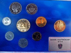 SET 8 MONEDE AUSTRIA + MEDALIE - 1984 - DE LA 2 GROSCHEN LA 20 SCHILLING PALATUL GRAFENEGG - MONEDE PROOF