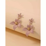 Cumpara ieftin Cercei nude forma de Floare Roz Pudra - 065162