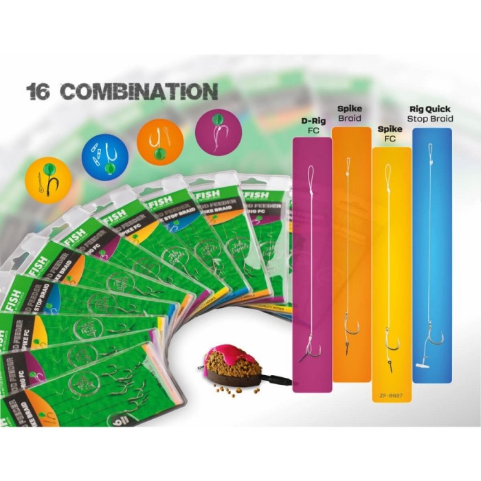 Carlige Legate ZFISH Method Feeder Rig Spike, Carlig Nr.8, Spin 6mm, Fir Fluorocarbon 0.22mm, 5buc/pac