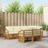 vidaXL Seturi de canapele 7 pcs Natural și Crem Lemn Solid de Acacia 3374985