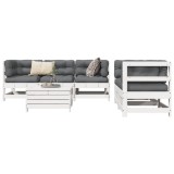 VidaXL Set canapea de grădină, 6 piese, alb, lemn masiv pin