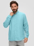 S.Oliver Camasa barbati din in cu maneca lunga si croiala Regular fit, Albastru deschis, S, 2XL, 3XL, L, M, XL