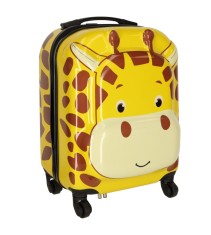 Troler voiaj pentru copii cu roti, model girafa, galben-maro, 31 x 46 x 26 cm