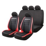 Set Huse Scaune Universale HLX5 Compatibile cu Nissan NOU &ndash; Negru/Rosu