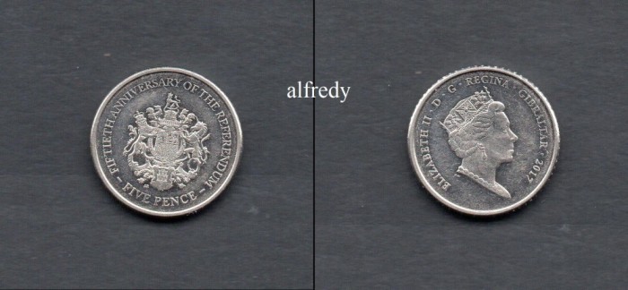GIBRALTAR 2017 5 Pence