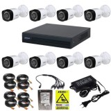 Kit complet Dahua 8 camere 2MP IR 20m, DVR 8 canale 2MP, accesorii, HDD 1TB + Autocolant Rovision SafetyGuard Surveillance