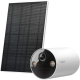 Kit camera de supraveghere + panou solar TP-Link Tapo C410 KIT, 3MP, 2K 2304x1296, Color Night Vision, Two-Way Audio, detectie AI, alarma luminoasa si