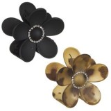 Clame de păr cu floare, Set 2 buc, Negru și Maro, 7 cm, CMCLASS