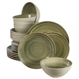 Set farfurii 24 piese, 6 persoane, Sand, Alb Ivoire, gri-verzui