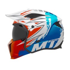 Casca MT Streetfighter SV S Tackle A7 alb lucios (ochelari soare integrati) &ndash; masca (protectie) barbie si cozoroc detasabile &ndash; omologare noua ECE 22.0