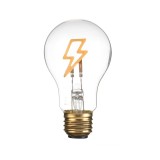 Lampa din sticla cu conector USB tip C, in forma de bec cu model intern fulger