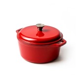 Oala din Fonta Emailata Rosie cu Capac &ndash; 5 L, 26cm Handy KitchenServ