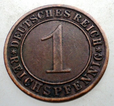 B.184 GERMANIA WEIMAR 1 REICHSPFENNIG 1933 A foto