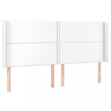Cumpara ieftin Tablie de pat cu aripioare, alb, 203x16x118/128 cm, piele eco