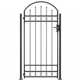 Gossi poarta de gard cu varf arcuit si 2 stalpi, negru, 105 x 204 cm