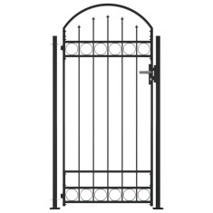 Gossi poarta de gard cu varf arcuit si 2 stalpi, negru, 105 x 204 cm