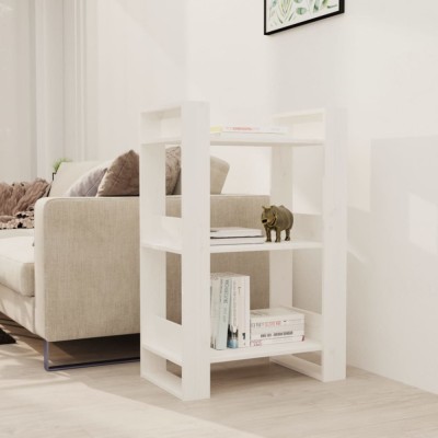 vidaXL Bibliotecă/Separator cameră, alb,60x35x91 cm, lemn masiv pin foto