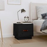Gossi noptiera, negru, 40x34x35 cm, lemn masiv de pin