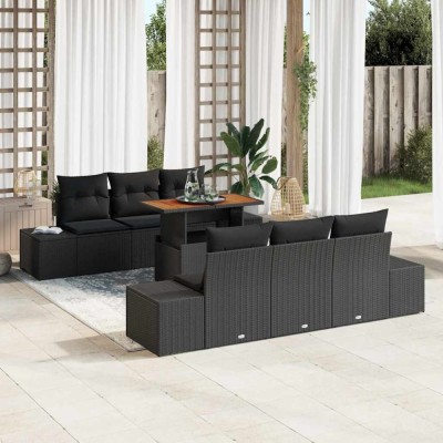 vidaXL Set de masă pentru grădină 7 pcs Negru și Maro 100 x 55 x 73 cm 3349911 foto