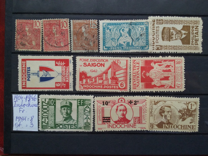 1904-1946-Indochina-MNH+Stampilate