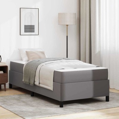 vidaXL Cadru de pat cu saltea Gri 90 x 190 cm Piele artificială 3398977 foto